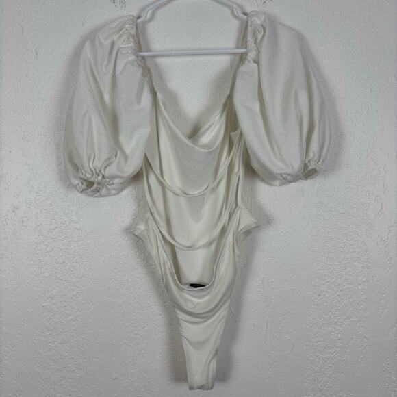Sabo White Natalia Puff Sleeve Bodysuit Size Large - Picture 4 of 6